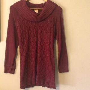 Faded Glory Cozy Tunic Sweater. Maroon. Size XL